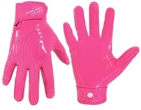 HANDLANDY Youth American Football Gloves, Sticky Wide Receiver Gloves for Kids Boys Girls, Stretch Fit Football Gloves