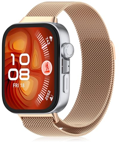 YealRed metallarmband för Huawei Watch Fit 5 Pro/4 Pro/5/4/3, ventilerande nätarmband med magnetspänne, män och kvinnor, klockarmband kompatibelt med Huawei Watch Fit 5 Pro/4 Pro/5/4/3, Rostfritt stål