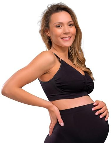 Carriwell Gel-Support Schwangerschafts- & Still-BH – Patentierte Gel-Bügel Unterstützung, Atmungsaktiver Mikrostoff, Weich & Nahtlos, Anpassbar an Brustveränderungen, L