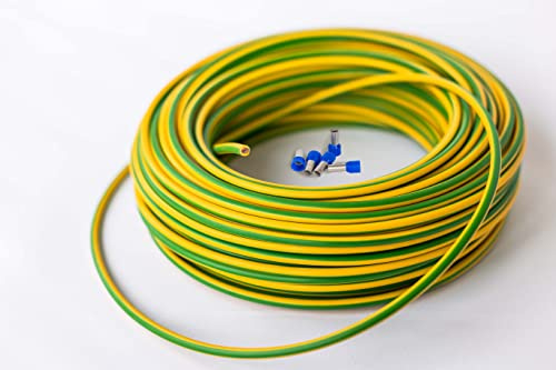 Erdungskabel 16mm² - Grün/Gelb - H07V-K - Aderleitung feindrähtig flexibel inkl. 5 Aderendhülsen (10 m)