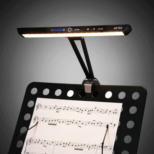AETEE Super Bright Music Stand Lights,LED Clip On Light,Removable Battery, Rechargeble Battery Operated, Long-Lasting USB-C Eye-Care Clamp Lamp, Foldable for Sheet Music(Updated Version)