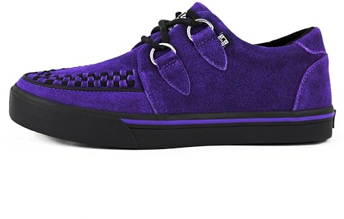 T.U.K. Leather Creeper Sneaker - Chaussures pour Hommes et Femmes - Couleur Purple Suede - Chaussures à Lacets en Cuir et Daim de Style Puck, Goth et Rocker - Taille 38