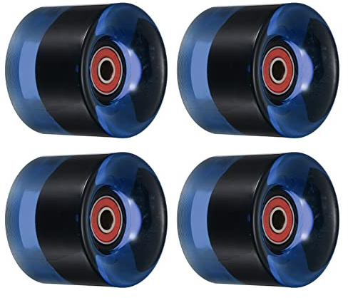 PATIKIL 60mm Longboard Wheels with Bearings ABEC-9, 4 Pack Street Wheels for Skateboards Cruiser Wheel Replacement 80A, Clear Blue Red