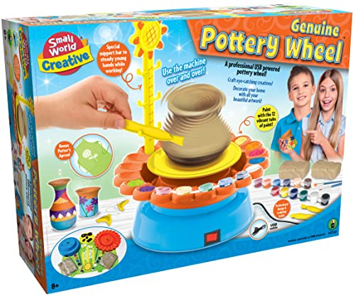 Small World Toys DIY Pottery Wheel Kit with USB - Motorized Clay Modelling Tools to Develop Crafting Skills - Arts and Crafts for Kids and Beginners - Perfect Pottery Gifts and Art Set for Kids 9-12