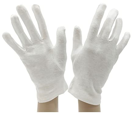JYC CREATIVE Handskar 3 par mångsidiga ergonomiska bomullshandskar för hem, trädgård, körning, hotell, arbete (18 cm, vit)