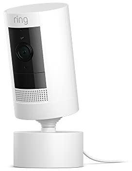Ring Outdoor Camera Plug-In (Stick Up Cam) + Pan-Tilt Mount (Power adapter & camera included) | Security Camera with 1080p HD Video, Two-Way Talk, Works with Alexa | 30-day free trial of Ring Home