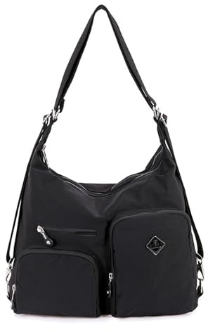 NOTAG Borse da donna, borsa a tracolla 2 in 1 convertibile zaino impermeabile multi-tasca borsa a tracolla per viaggi, Nero