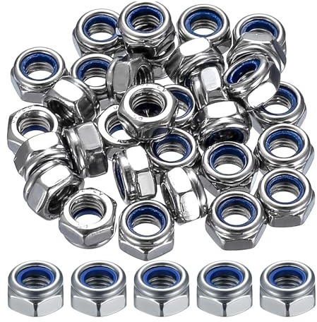 M8 Nylock Nuts, Nylon Insert Lock Nuts, 304 Stainless Steel, for Bolts & Screws(20 PCS)