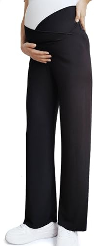 Bestele Pantaloni Premaman Gamba Larga, Pantaloni Lunghi Larghi Casual da Gravidanza Donna, Pantalone Premaman per Lavoro Pantaloni da Atletici Comodi