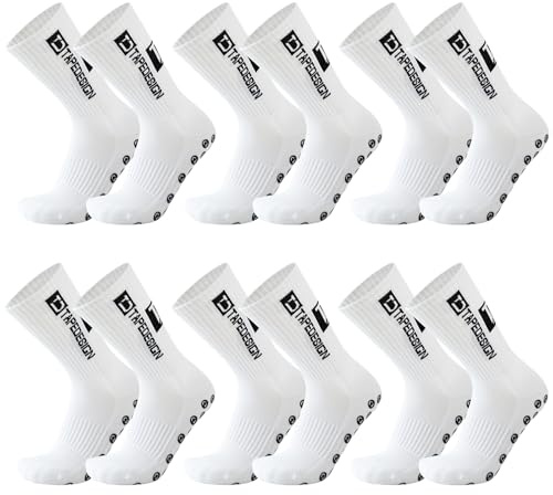 Omnikryp 6 Pares Calcetines de Fútbol, Calcetines Antideslizantes Futbol 39-46, Medias Futbol Hombre, Absorben el Sudor y Transpirables, para Hombre y Mujer