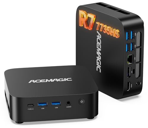 ACEMAGIC M1 Mini PC, AMD Ryzen 7 7735HS (8C/16T, bis 4,75GHz), 24GB LPDDR5 5500 MT/s 1TB NVMe SSD Win 11 Pro Mini Computer, AMD Radeon 680M, 4K Triple Display, USB-C,WiFi6,BT5.2 für Büro & Home Office