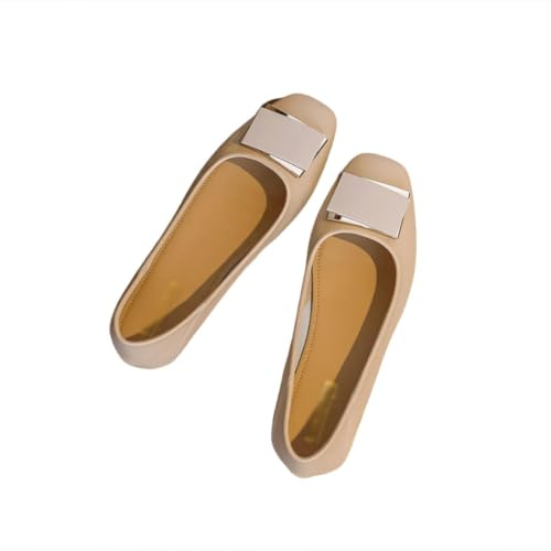 SMYDM Ballerines plates à bout carré en tissu extensible à enfiler à talon bas avec doublure confortable en peau de mouton pour grand-mère