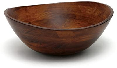 Lipper International 294 Cherry Finished Wavy Rim Serving Bowl for Fruits or Salads, Matte, Large, 13 x 12.5 x 5, Single Bowl