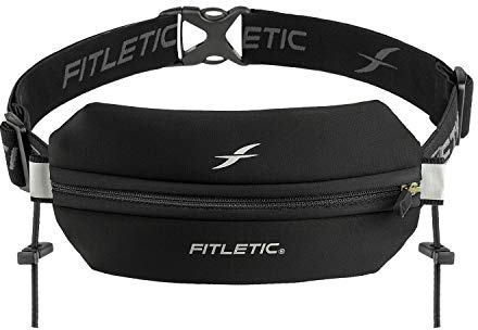 Fitletic Phone Holder Neo Racing Bum Bag Lightweight and Sleek Running Belt with Adjustable Strap Durable Mini Waist Bag for Men and Women Ideal Sport Bag for Outdoor Activities (Black)