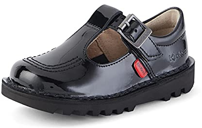 Kickers Girl's Kick T Bar Black School Shoes | Classic & Stylish | Extra Comfortable | Premium Quality, Black, 3 UK Child