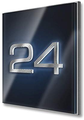 Metzler Hausnummer in Anthrazit - aus Edelstahl massiv & nicht rostend - LED-beleuchtet - alle Zahlen möglich - individuelle Anpassung - direkt vom Hersteller - (20 x 20 x 1,5 cm)