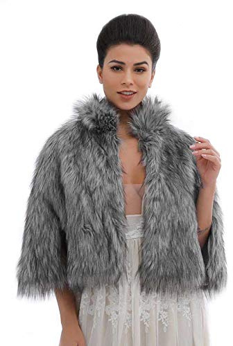 Ushiny - Chal de piel sintética para bodas invernales, estola y bufanda de pelo para mujeres y niñas