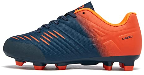 LEOCI Zapatos de fútbol para niños y niñas, Botines Deportivos de Tierra Firme para niños pequeños