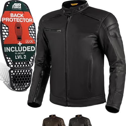 SHIMA BLAKE Motorrad Jacke Herren mit Protektoren AIRFORCE Rückenprotektor Leder Motorradjacke Sommer Schutzjacken Lederjacke Protektorenjacke Sommerjacke (Männer, Schwarz, M)