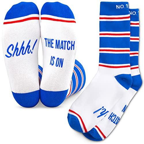 Football Fan Lounge Socks - Great Gift For Football Fans - 'Shhh! The Match Is On' (Blue/White/Red)