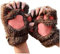 Topgrowth Handschuhe Damen Kawaii Katzenhandschuhe Plüsch Kunstfell Cosplay Katzenpfoten Fingerlose Handschuhe Mädchen Halbfingerhandschuhe aus Stoff (Braun, Einheitsgröße), braun, Einheitsgröße