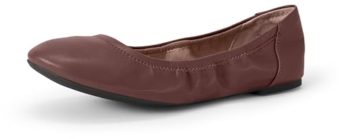 Amazon Essentials Women's Slip On Ballet Flat Ballerina Shoes, Deep Brown, 9