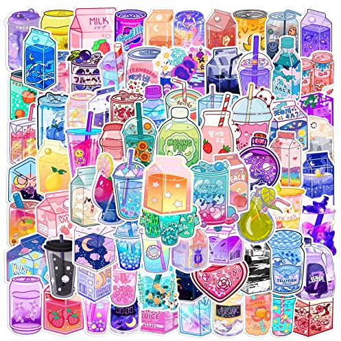 AUCEKO 100 Stück Aufkleber für Getränke, Kawaii Boba Getränke-Aufkleber, Teenager, Jungen und Mädchen, Aufkleber, Vinyl, Skateboard, Gitarre, Tür, Laptop, Gepäck, Auto, Fahrrad, Wasserflasche,