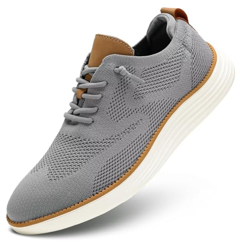 Zapatillas de vestir casuales para hombre, cómodas, de malla, ligeras, transpirables, formales, Oxford, para negocios, gris, 44 EU