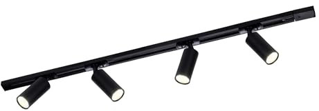 Ledvion - LED Track Lighting 1M + 4 Rail Spots (Black, Dimmable, GU10 Fitting), 1-Phase Rail Fixture, Track Lighting Fixture, Rail Spot Fixture