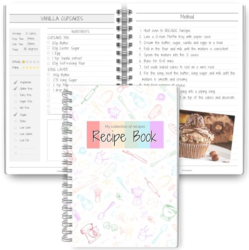 Templatables Carnet de recettes et livre de recettes familial : livre de recettes vierge pour créer et organiser votre propre collection de recettes personnalisées | A5 Mono