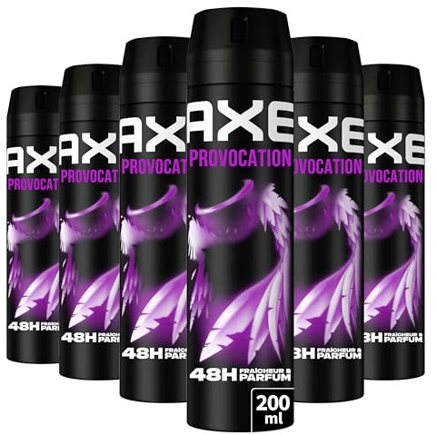 AXE - Déodorant Homme Spray - Provocation - 48h non-stop frais - Parfum noix de coco et poivre noir - lot 6x200ml