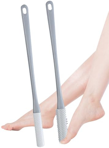 Toe Scrubber - Portable Foot Cleaner Tool with Lotion Applicator, Long Handle Shower Aid | 2-Piece Brush Stick for Seniors Men Women, Bath Hygiene Grip Rod for Elderly Care Cleaning Use