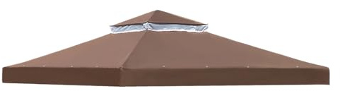 Cubierta de techo de repuesto para pabellón, tienda de campaña para exteriores, protección de tela impermeable de 10 x 10 pies, doble capa, bloqueador UV, repuesto para jardín y terraza