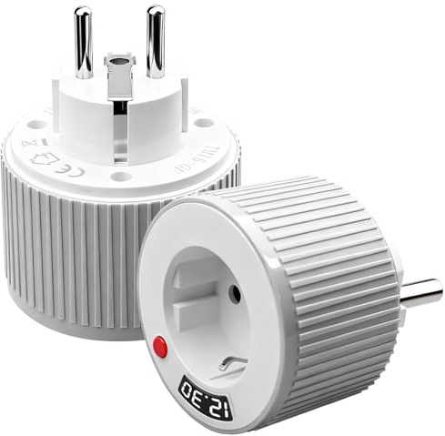 2 pezzi timer prese, timer meccanico con timer da 1 minuti a 24 ore e display digitale LED da 3680 W per cucina e casa