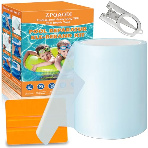 ZPQAODI Set di Riparazione per Piscina 10 x 200 cm, Subacquea, Impermeabile, autoadesiva, Trasparente, per Letto ad Acqua, Gonfiabile, Piscina, Materasso ad Aria