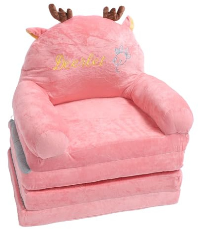 Alomejor Vikbar Söt Tecknad Soffa Bekväm Barnsoffa för Dagis Hemma, Tyg Svampmaterial (Vikbar i fjärdedelar)