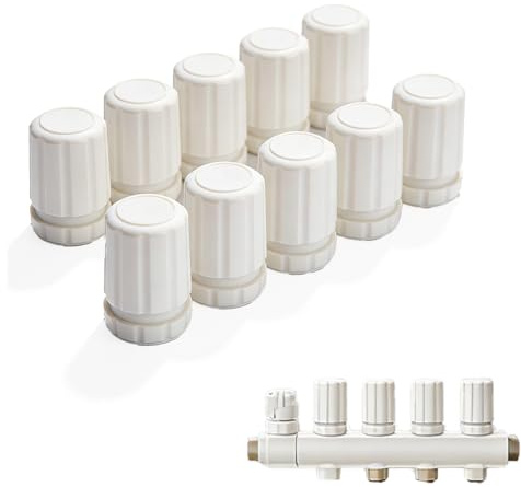 10 interruptores de rueda para colector de calefacción de suelo, accesorios M30x1,5 blancos, diseñados para válvulas termostáticas automáticas de radiador