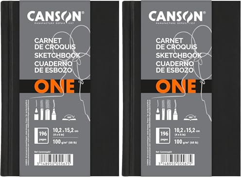 CANSON One - Carnet de croquis cousu 196 pages - 10,2 x 15,2 cm - 100g/m² (Lot de 2)