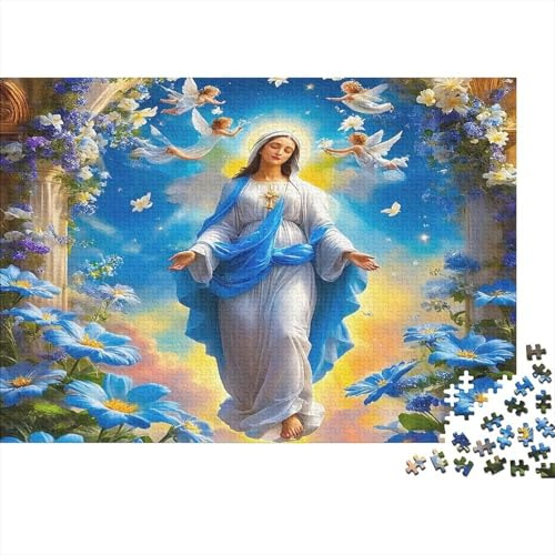 Figura Femminile Sacra Puzzle 1000 Pezzi Carta per Adulti Cielo celestiale e Colombe Bianche Gioco di Puzzle 1000 Pezzi Relax Famiglia Decorazione Regalo 38x26cm/1000pcs