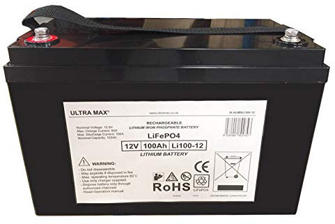 Ultramax 2 x LITHIUM 12V 100Ah (as 90Ah & 95Ah) - MOBILITY SCOOTER WHEELCHAIR BATTERIES