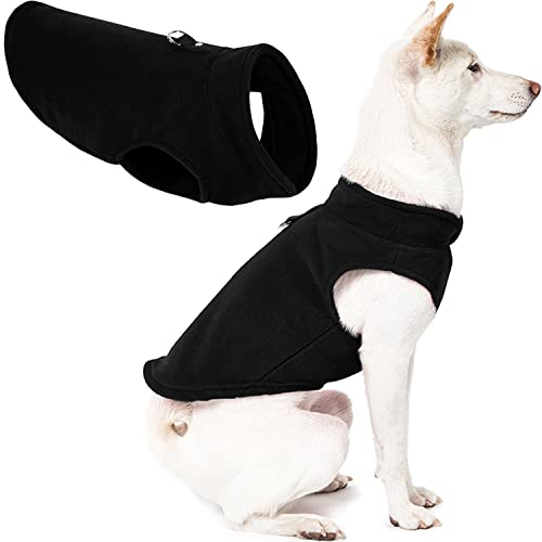 Gooby Fleece-Weste, Hundepullover – Schwarz, Größe M – Warmer Pullover, Fleece-Hundejacke mit O-Ring-Leine, Winterpullover für kleine Hunde, Jungen oder Mädchen