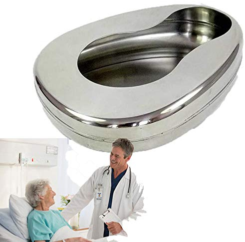 Stainless Steel Bed Pans With Lid, Bedridden Paralyzed Elderly Care Bedpan Toilet, Adult Men And Women Elderly Pregnant Urinal,Silver-Withoutcover