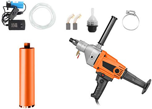 Hanchen Concrete Machine 115mm Core Machine 2680W Wet Handheld Electric Core Drill with Water Pump 220V for Concrete Cement Wall Red Brick (63mm Drill)