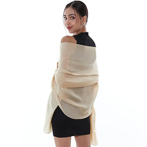 RIIQIICHY Stola Damen Festlich für Abendkleid Hochzeit Beige Schal Tücher Schultertuch Sommer