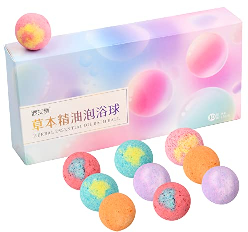 Xzeemo 10 Pezzi Bombe da Bagno Fatto a Mano, Pediluvio Palle Effervescenti Arricchite da Oil Essenziali Naturali, Bath Bomb Trattamento Spa Fragrante, Idea Regalo per Donna e Bambina Compleanno