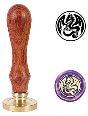 PORXFLY Drachenwachssiegel-Stempel-Set, Vintage, Personalisierter Wachssiegel für Briefkarten, Einladungen, Geschenkverpackungen (Drachen)