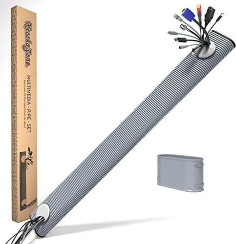 KrockaZone. Passe-câbles TV invisible - Tube multimédia ovale - 1,1 m de long - Blanc