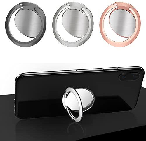 Soporte De Anillo para Teléfono De 3 Uds, Giratorio 360 Grados, Inteligente y Perezoso - Accesorios (Negro + Plata + Oro Rosa)