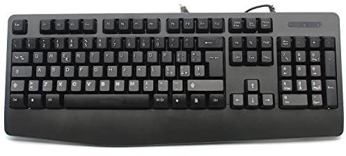 SIMPLETEK – Tastiera Cablata USB con Filo Da Scrivania con Poggiapolsi | Nera, USB 2.0