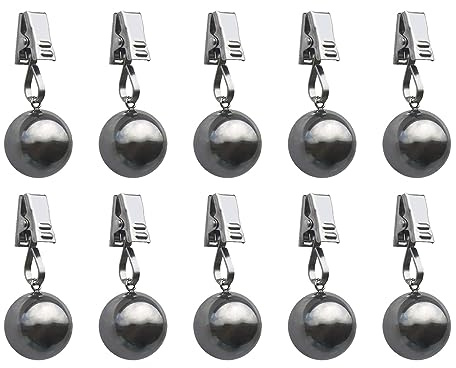 Heavy Duty Tablecloth Weights, Stainless Steel Balls with Rust-Resistant Clips, Weights for Curtain, Flag and Banner, 10 Pack